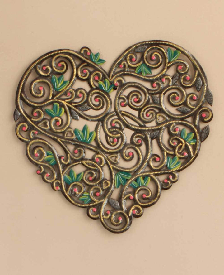 Fair Trade Painted Filigree Heart Hanging - Wall Art