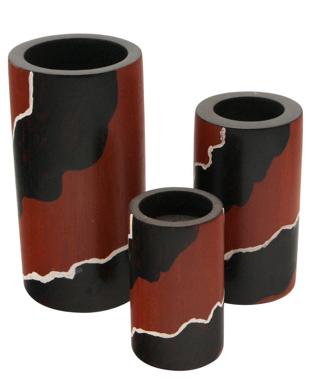 Fair Trade Wooden Sienna Candleholders, Ghana - Candleholders