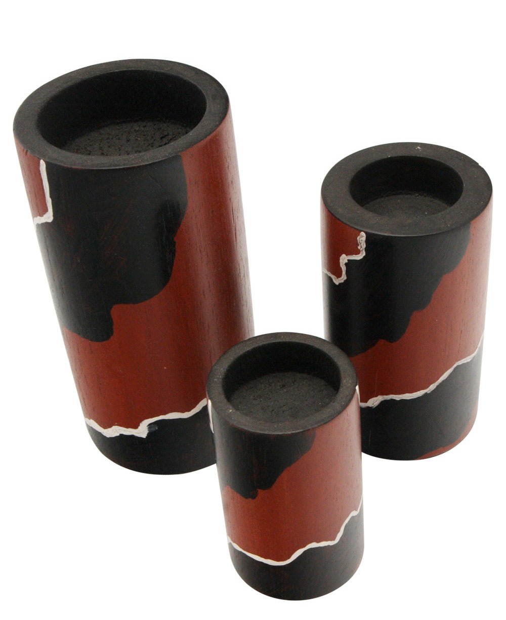 Fair Trade Wooden Sienna Candleholders, Ghana - Candleholders