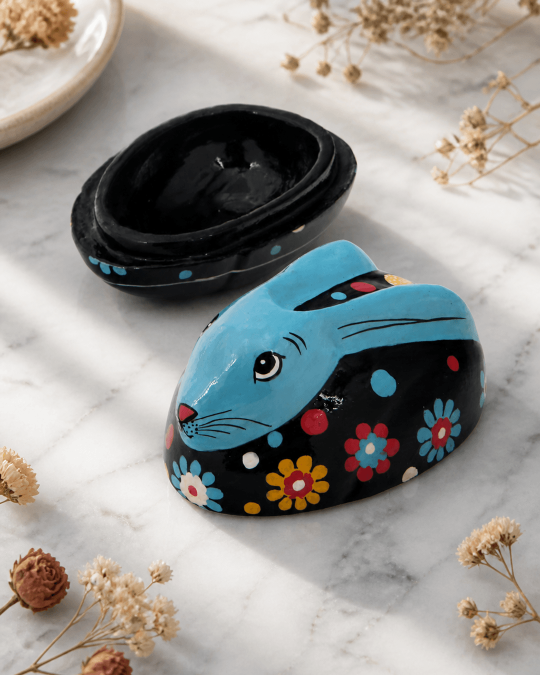 Fairtrade Blue Rabbit Trinket Box - Gift Boxes & Tins