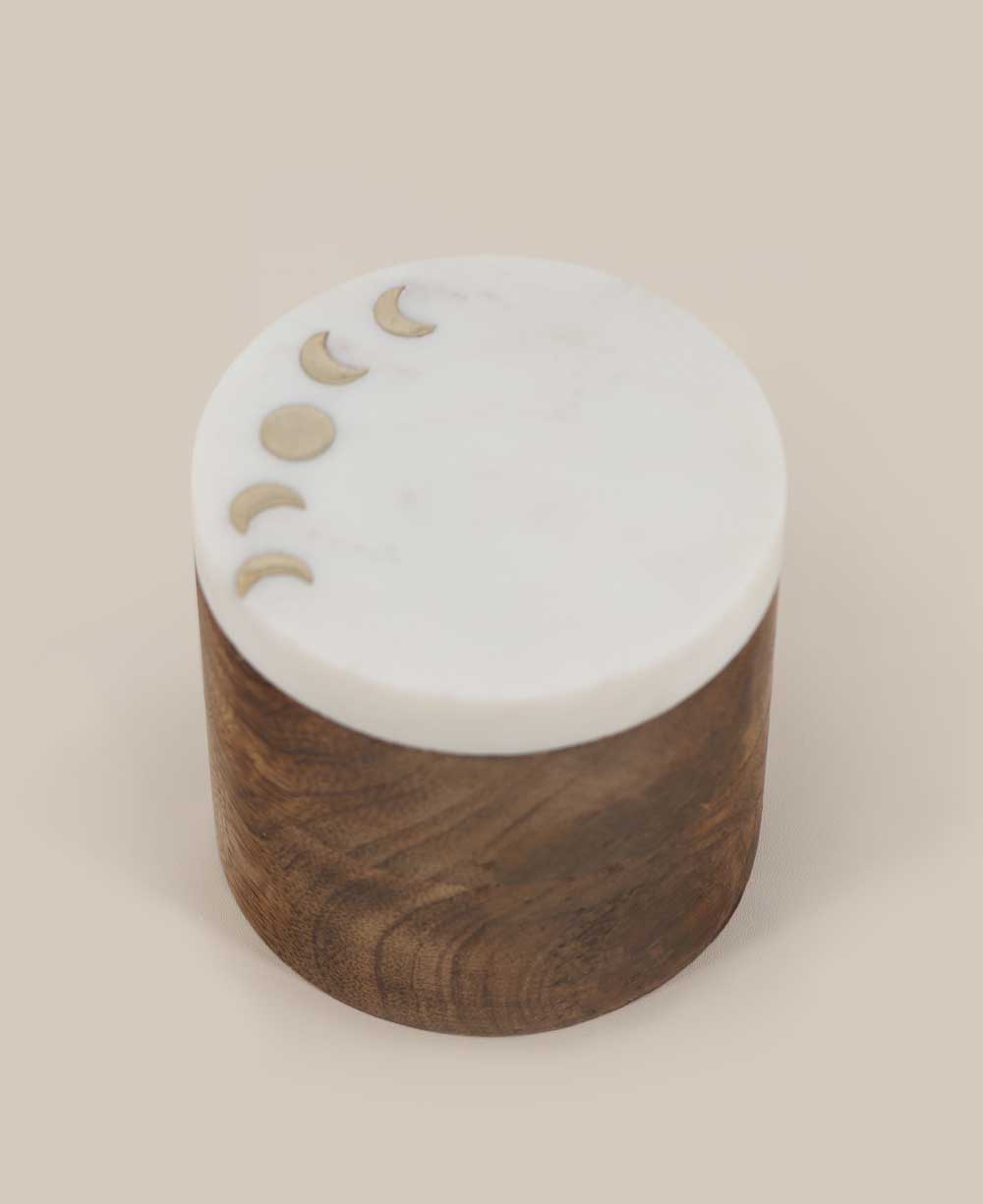 Fairtrade Marble Lid Celestial Wood Small Box - Gift Boxes & Tins