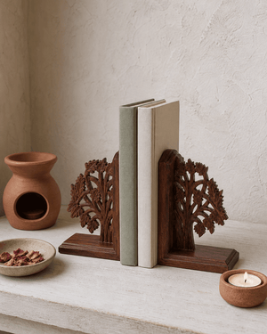 Fairtrade Tree of Life Indian Rosewood Bookends, Handmade - Bookends