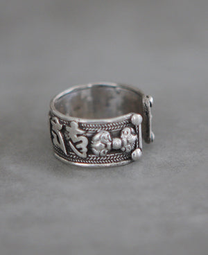 Sterling Silver Men's Tibetan Mantra Ring