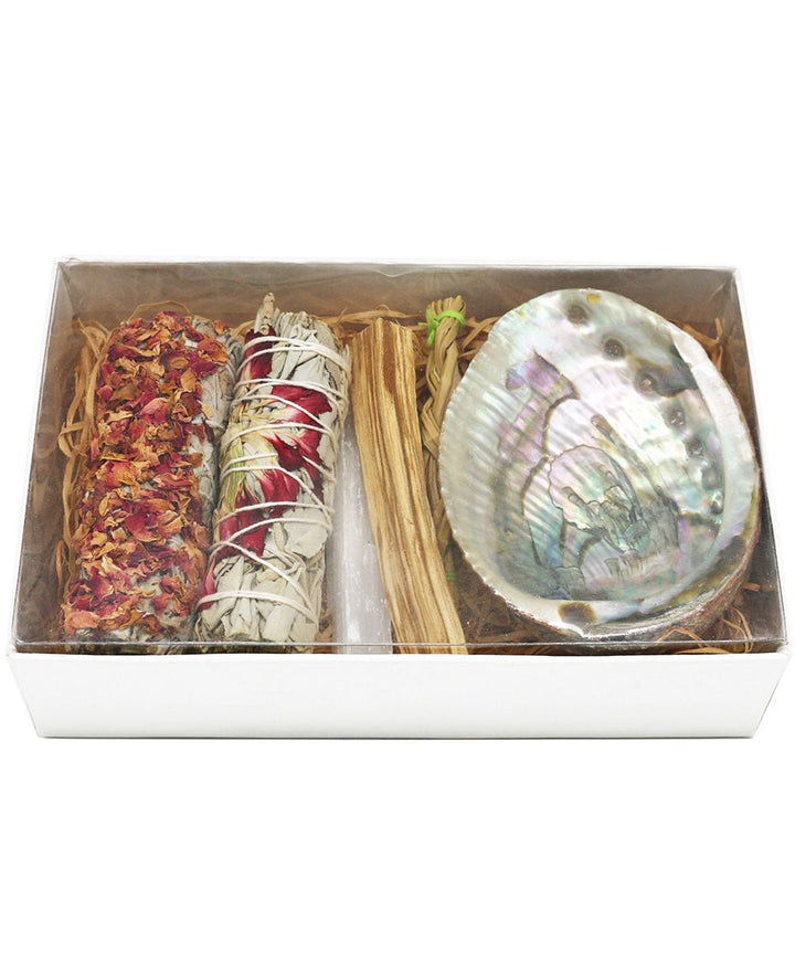 Floral Sage Smudge Kit in White Gift Box -