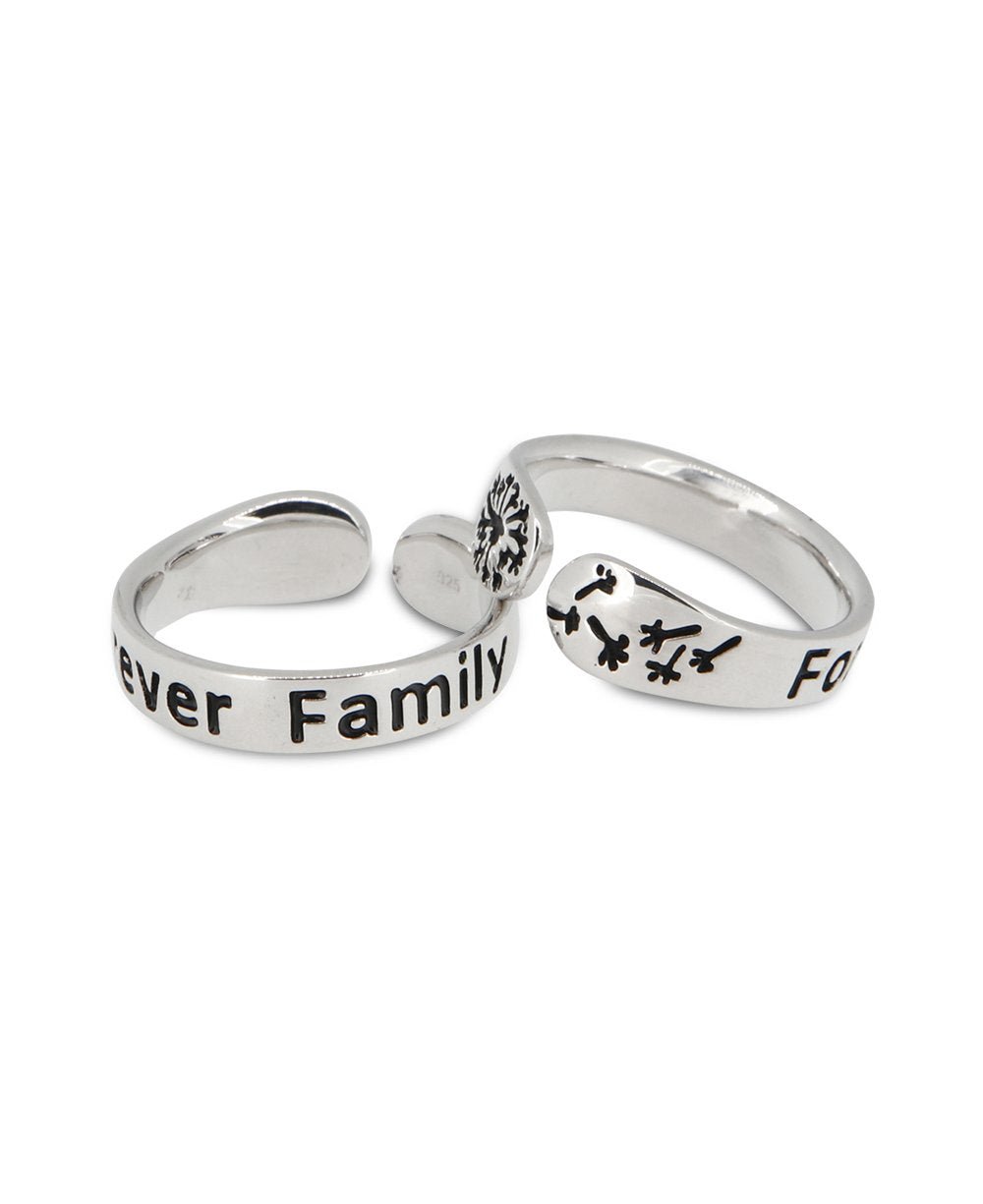 Forever Family Adjustable Inspirational Sterling Silver Ring - Rings