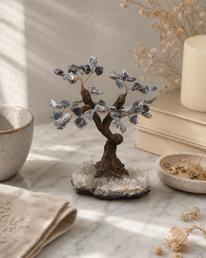 Gemstone Bonsai Tree With Quartz and Blue Sodalite - Home & Garden