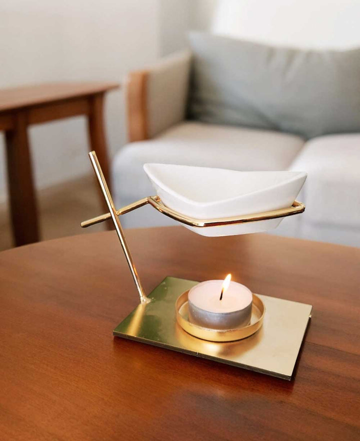 Geometric Ceramic Oil Burner Stand - Home Fragrances