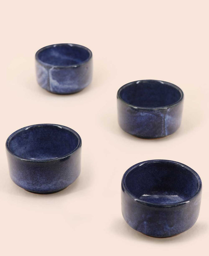 Glazed Ceramic Tea - light Candle Holders, Set of 4 - Candle Holders