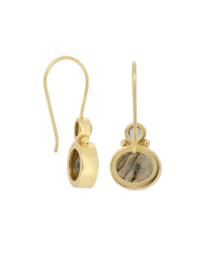 Gold - Plated Earrings with Labradorite Stones - Earrings