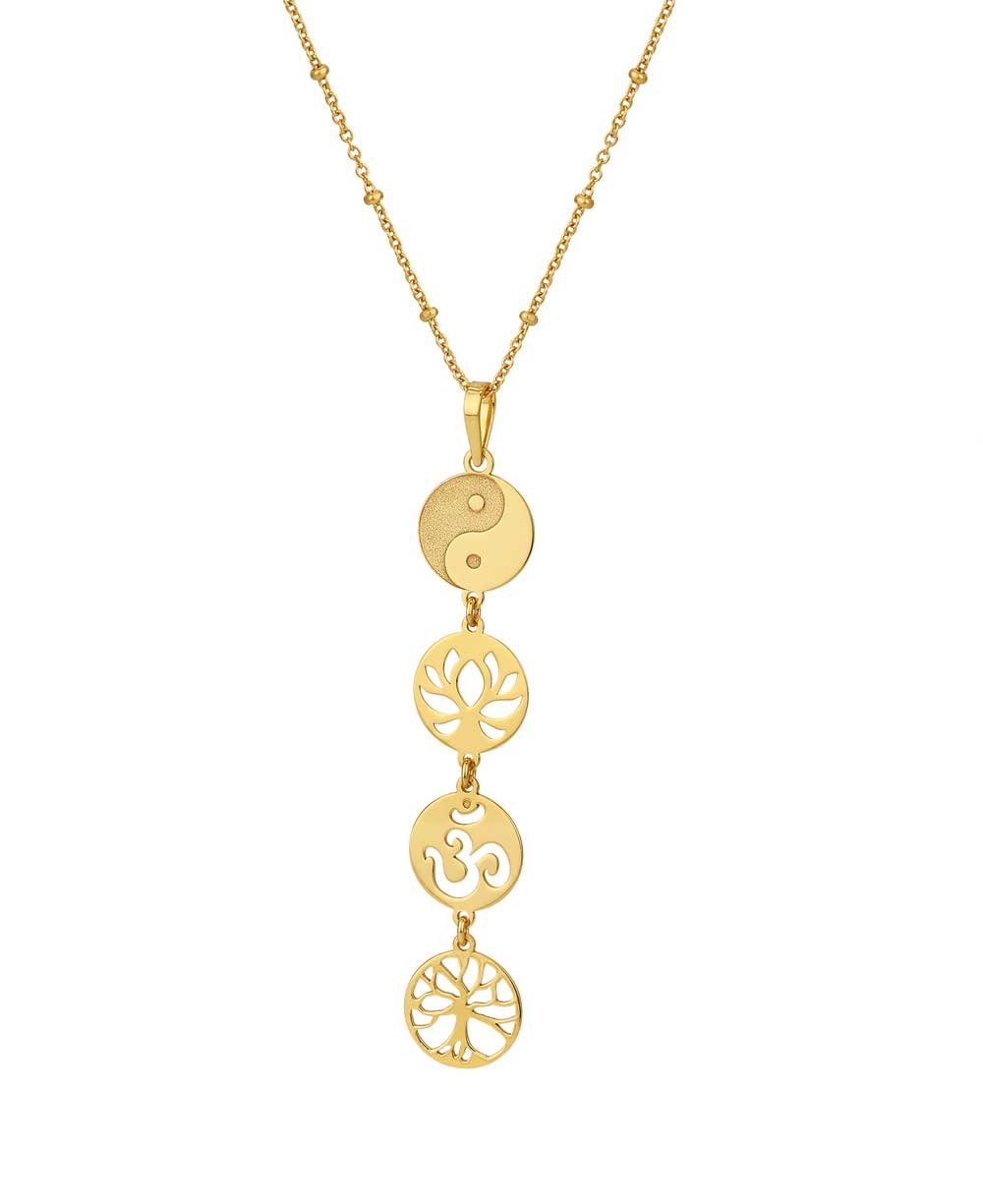 Gold Plated Lotus, Yin Yang, Tree of Life, Om Neckalce - Necklaces