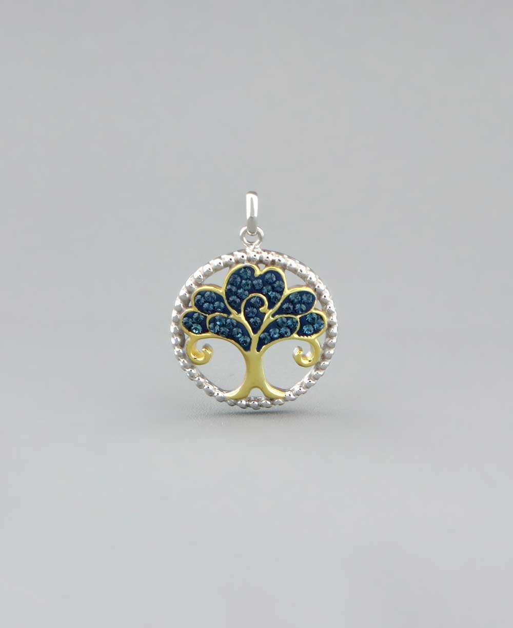 Gold Plated Tree of Life Pendant with Swarovski Crystals - Charms & Pendants