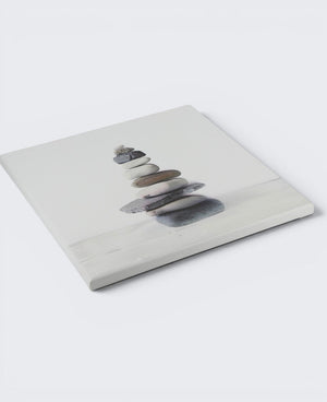 Grayscale Zen Cairn Canvas Print — 12 - Inch Wood Framed Wall Art - Wall Hanging