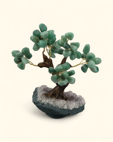 Green Aventurine Gemstone Bonsai Tree – Handcrafted Decorative Healing Tree - Decor