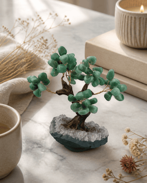 Green Aventurine Gemstone Bonsai Tree – Handcrafted Decorative Healing Tree - Decor
