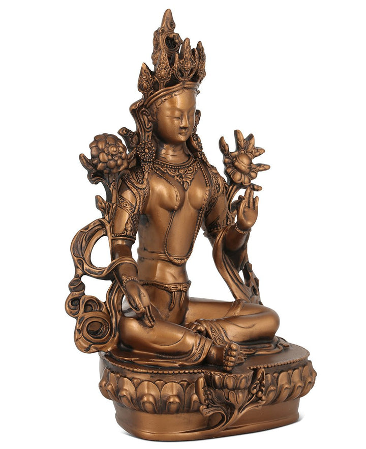 Green Tara Statue, Bronze Finish - Sculptures & Statues