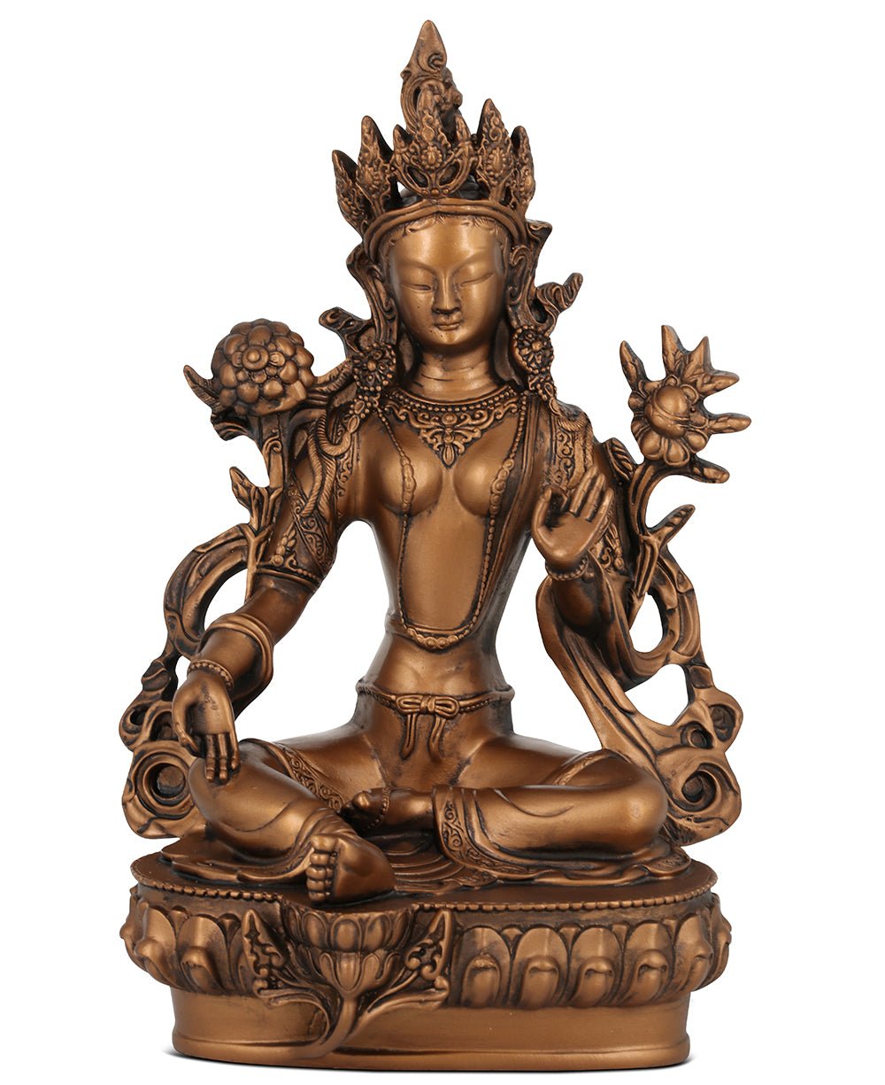 Green Tara Statue, Bronze Finish - Sculptures & Statues