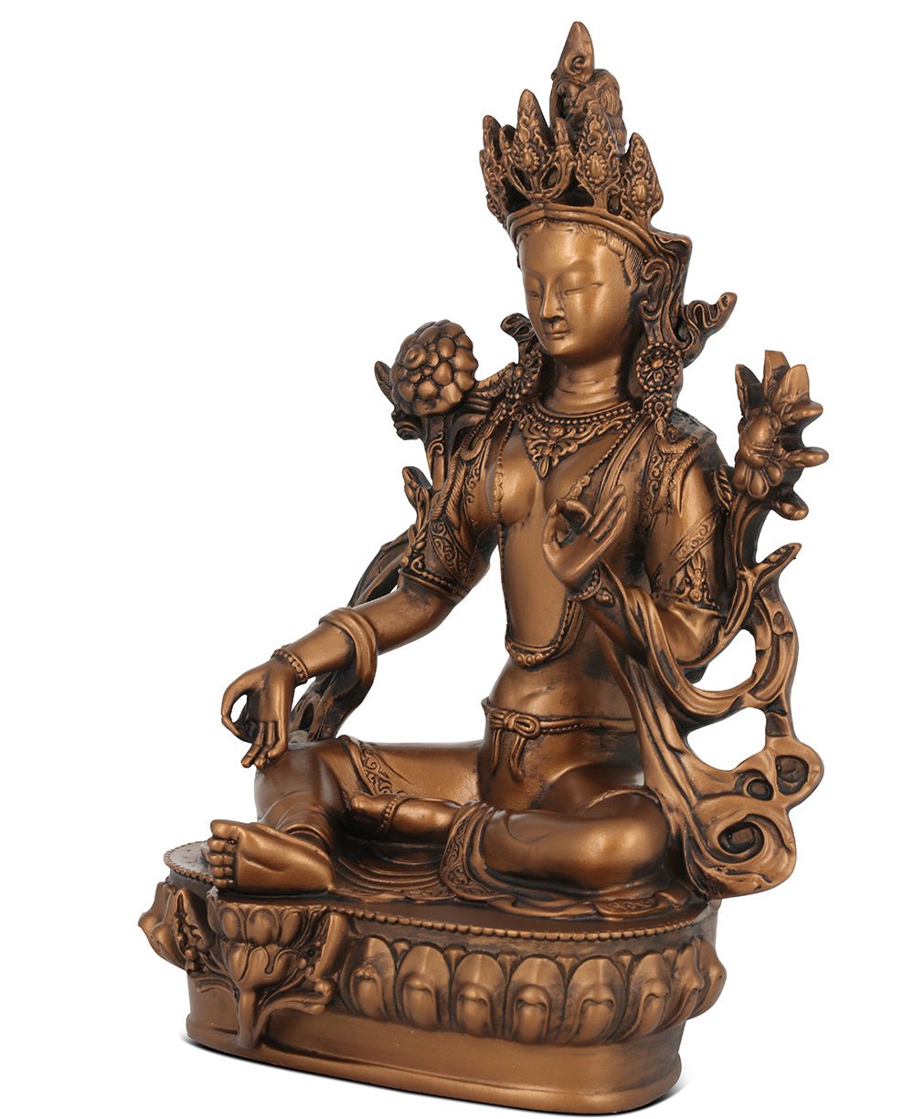 Green Tara Statue, Bronze Finish - Sculptures & Statues