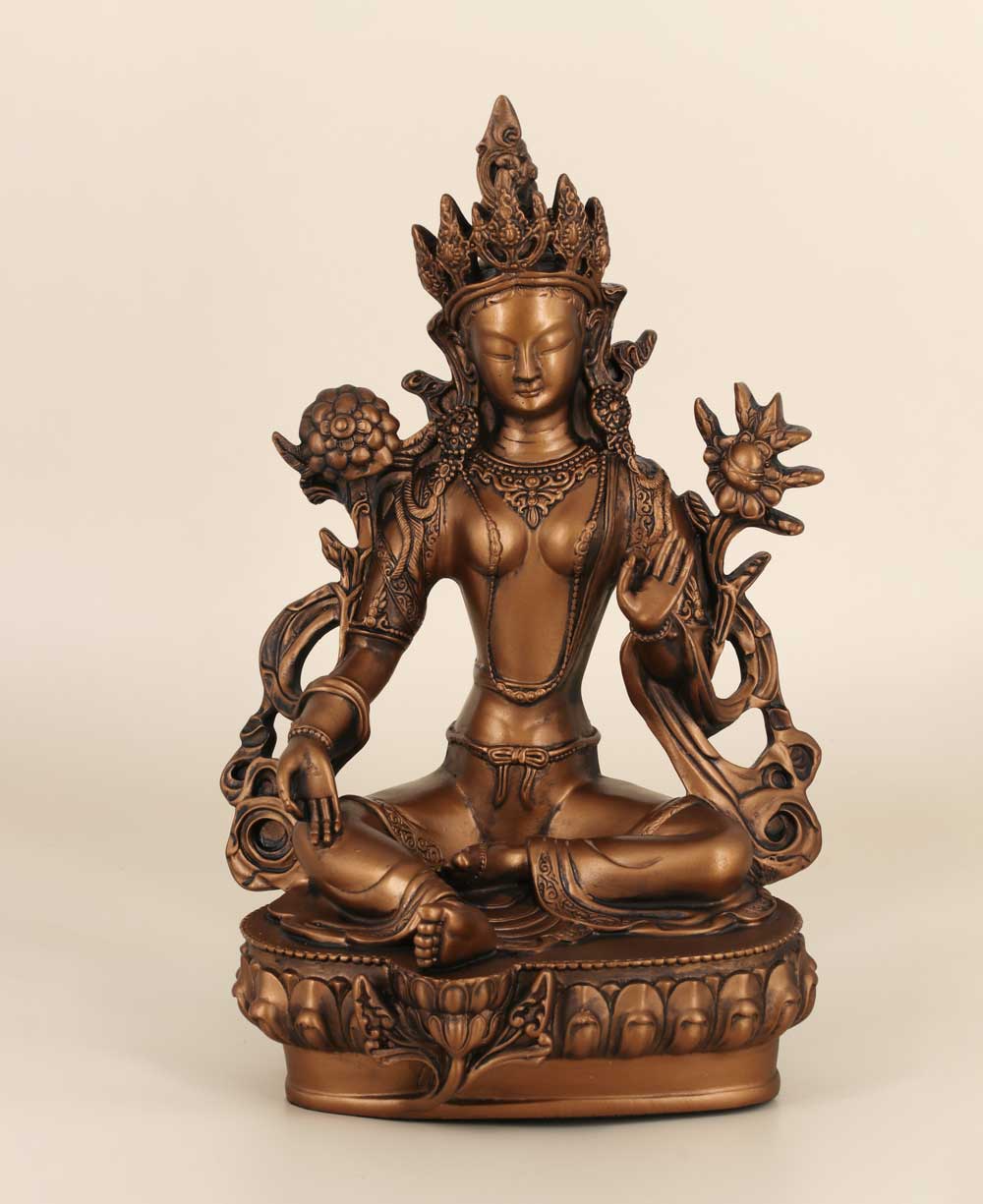 Green Tara Statue, Bronze Finish - Sculptures & Statues