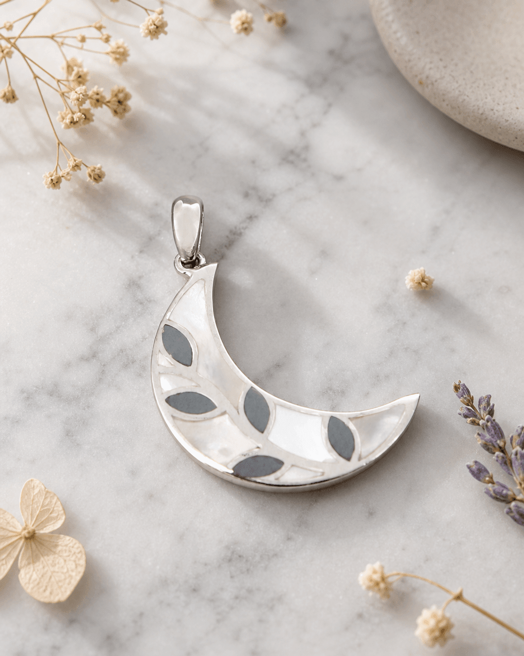 Growth and Change Hematite Inlay Moon Vine Pendant - 