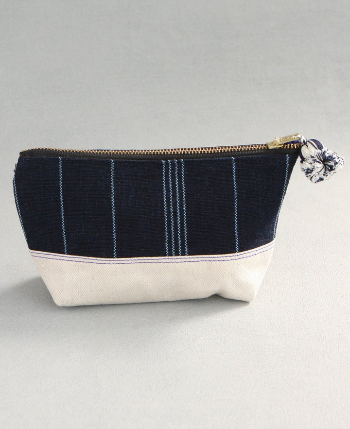 Guatemalan Indigo Stripe Zipper Pouches - Handbags Rectangle