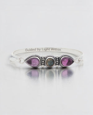 Guided by Light Within Amethyst & Labradorite Silver Cuff Bracelet - Jewelry