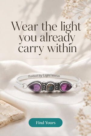 Guided by Light Within Amethyst & Labradorite Silver Cuff Bracelet - Jewelry