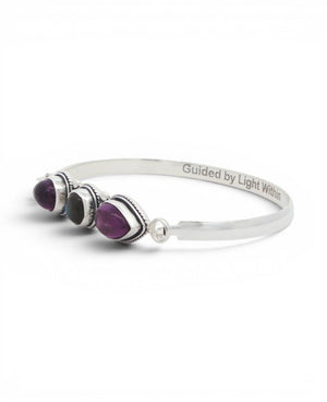 Guided by Light Within Amethyst & Labradorite Silver Cuff Bracelet - Jewelry