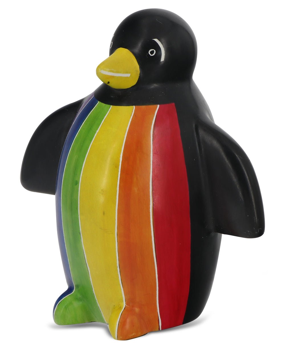 Hand - carved Soapstone Pride Flag Penguin Figurine - Sculptures & Statues