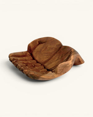 Hand-Carved Wooden Offering Hands Bowl — Balinese Cupped Palms Display Dish - Home Decor