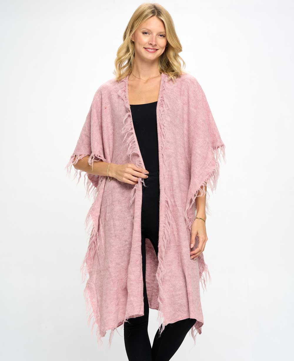 Hand Knit Alpaca Wool Wrap, Rose - Shawls