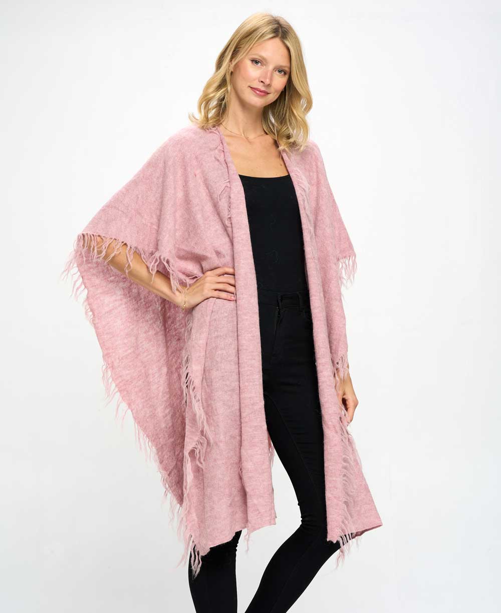 Hand Knit Alpaca Wool Wrap, Rose - Shawls