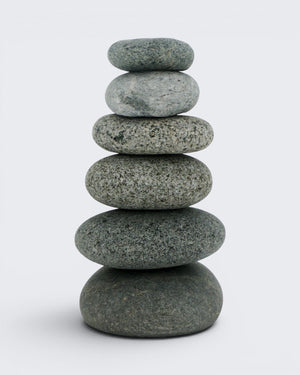 Handcrafted Cairn Vase with Stacked Beach Stones — 7 Inch Natural Stone Bud Vase - Home Decor