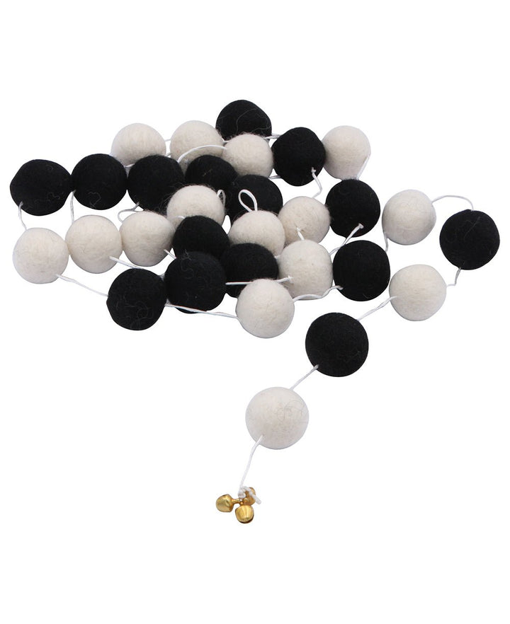 Handcrafted Felt Pom - Pom Garlands, Nepal - Wall Art Black and White