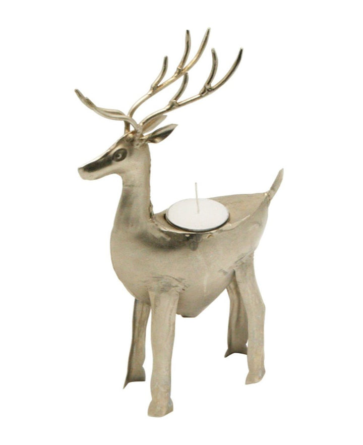 Handcrafted Wrought Iron Reindeer Tea Light Holder - 