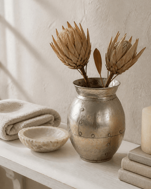 Handmade Iron Punched Decorative Vase, India - Accents