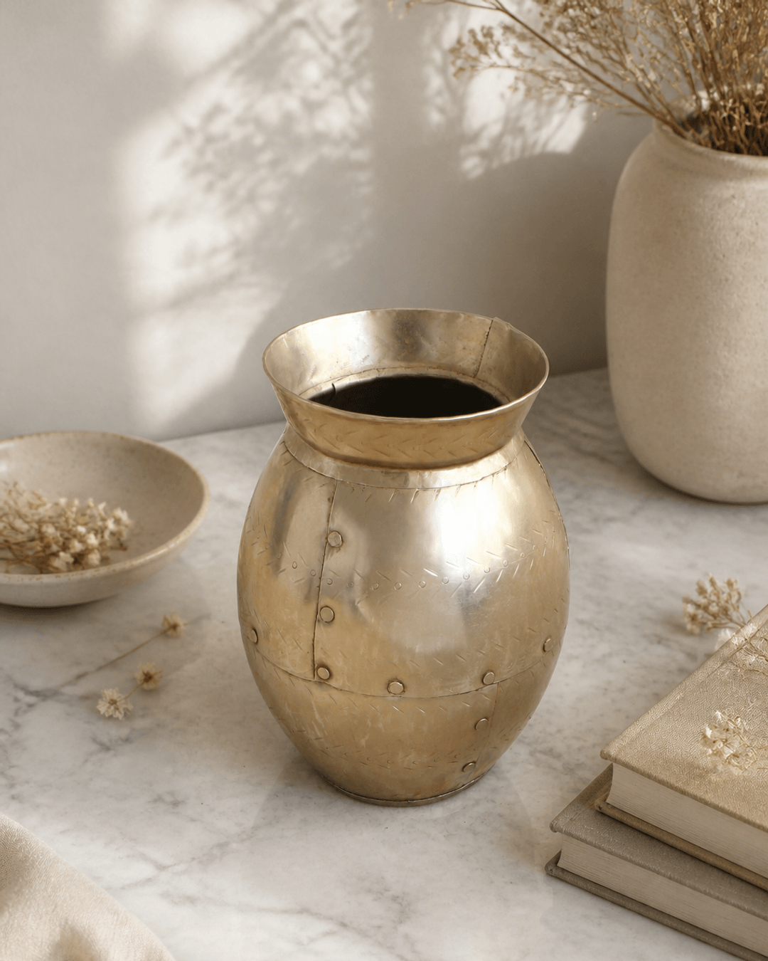 Handmade Iron Punched Decorative Vase, India - Accents
