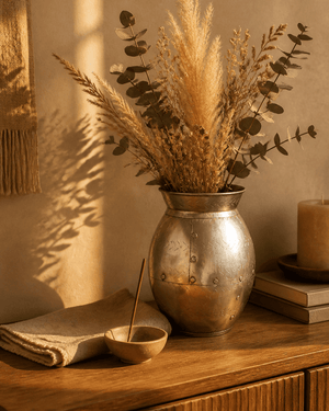 Handmade Iron Punched Decorative Vase, India - Accents