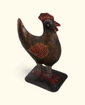 Handmade Wrought Iron Rooster Figurine – Embossed and Hand - Painted Sculpture - Sculptures & Statues