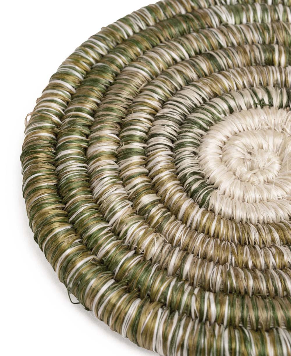 Handwoven Raffia & Sweetgrass Fiber Table Coasters - Set of 4, Made in Uganda - Coasters