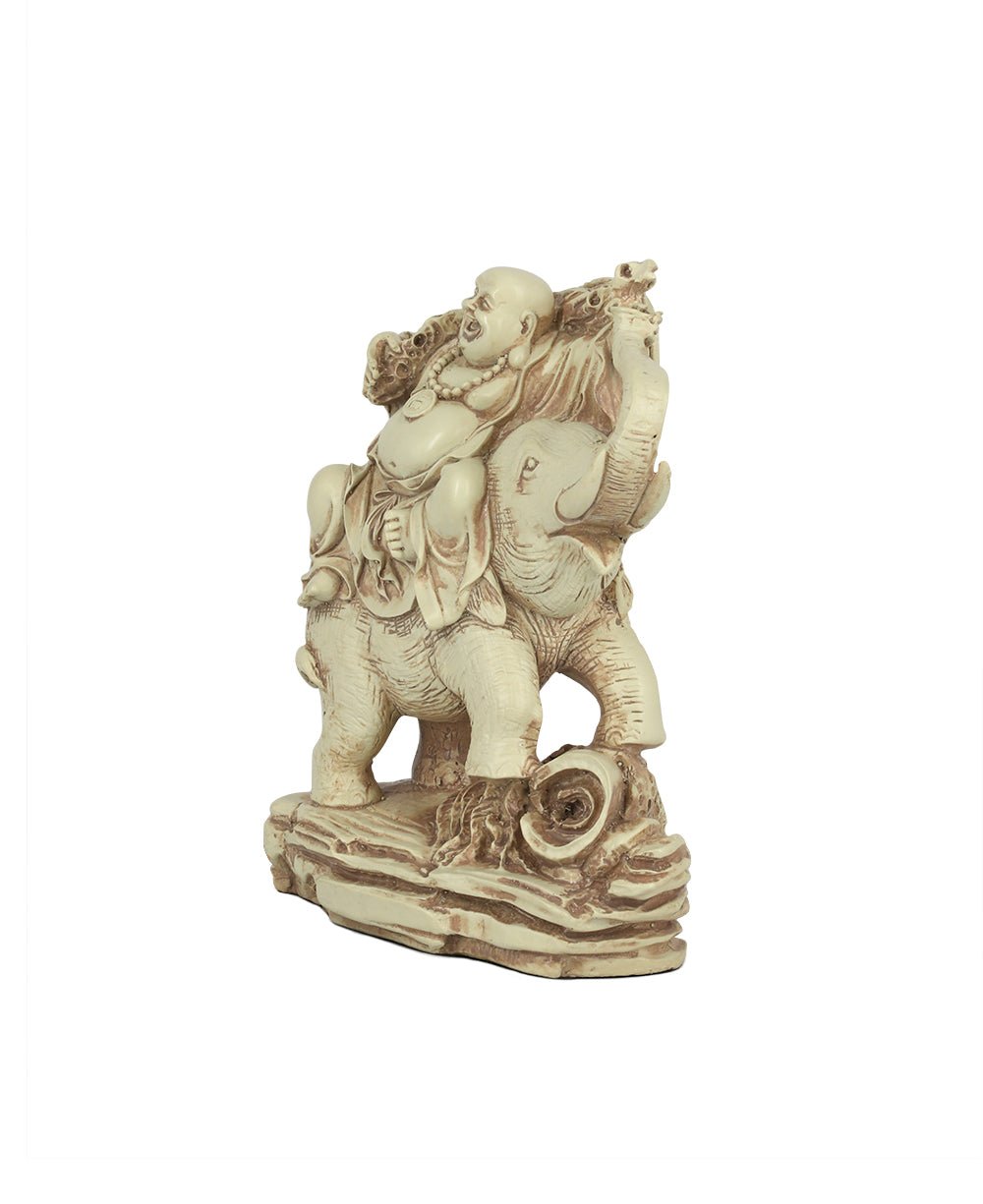 Happy Buddha and Elephant Statue - Sculptures & Statues