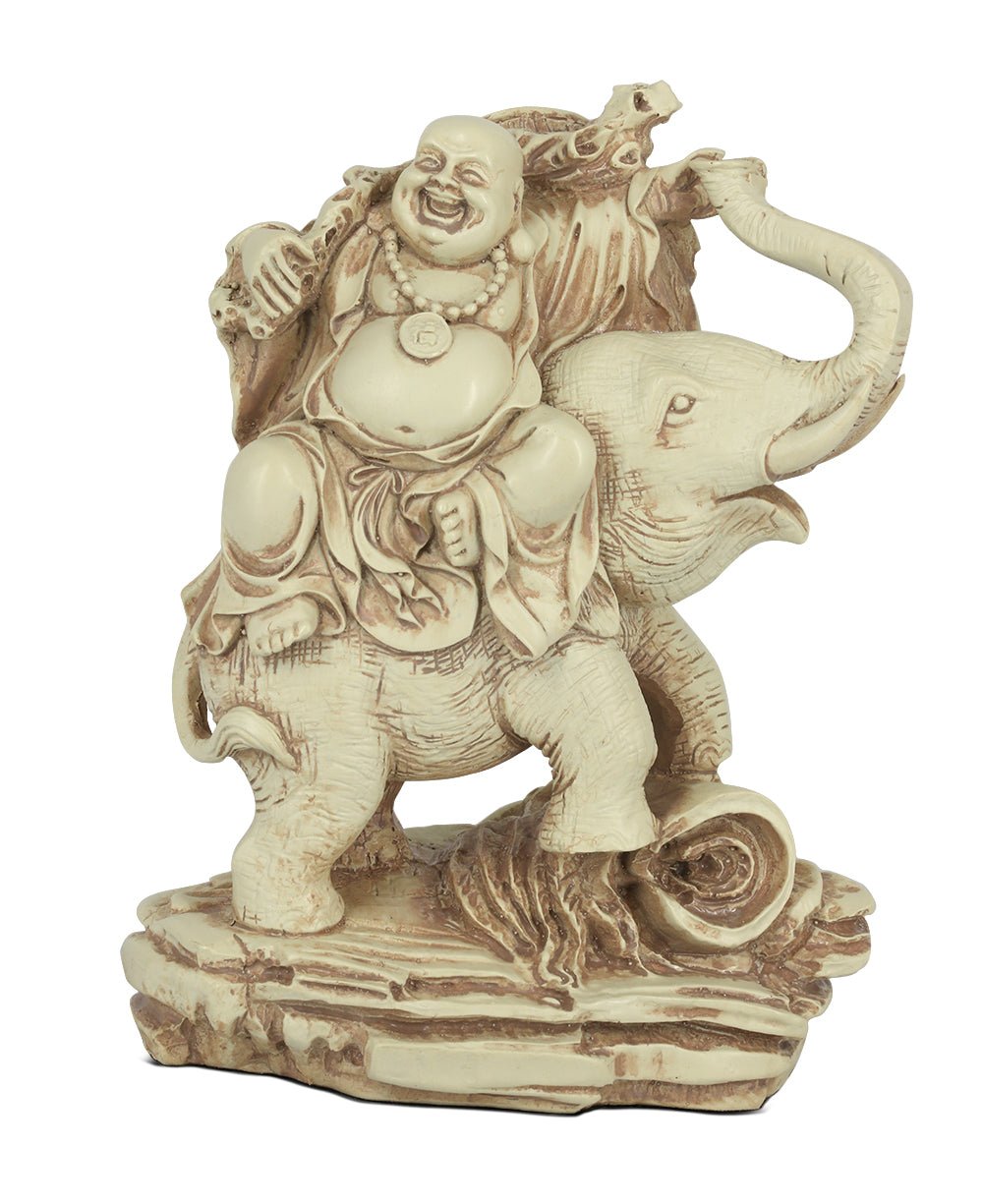 Happy Buddha and Elephant Statue - Sculptures & Statues