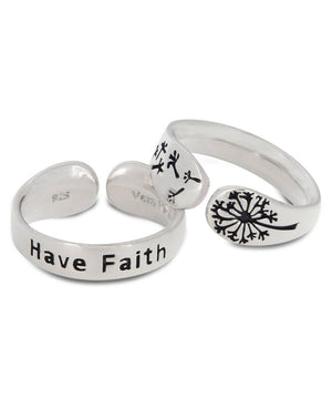 Have Faith Sterling Adjustable Dandelion Ring - Rings