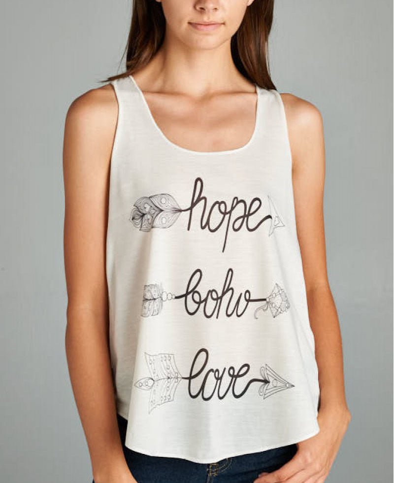 Hope Boho Love Inspirational Tank Top - Inspirational Apparel S