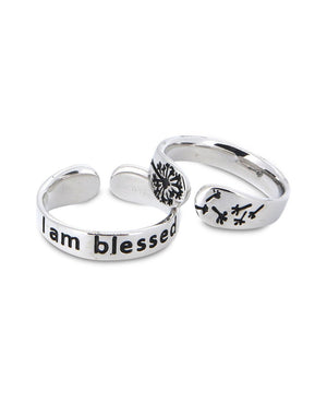 I Am Blessed Adjustable Inspirational Sterling Silver Ring - Rings