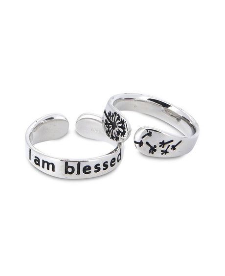 I Am Blessed Adjustable Inspirational Sterling Silver Ring - Rings