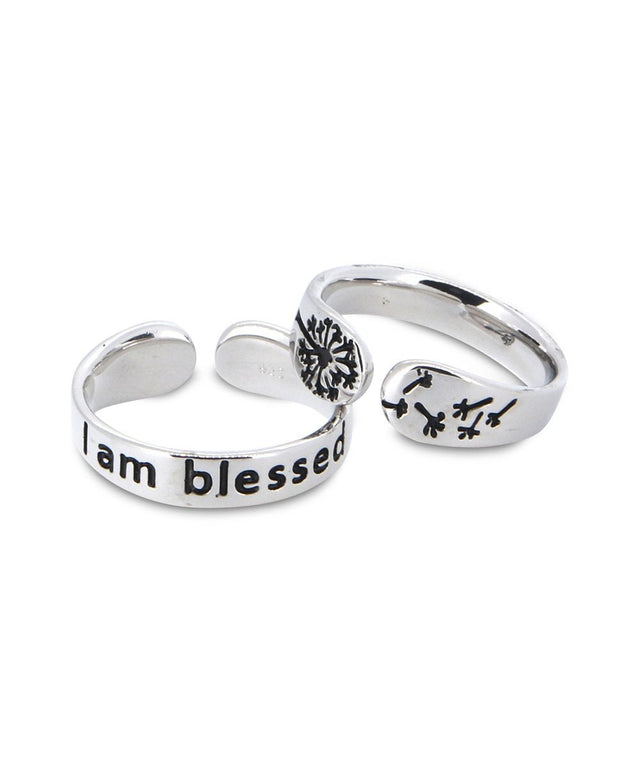 I Am Blessed Adjustable Inspirational Sterling Silver Ring - Rings