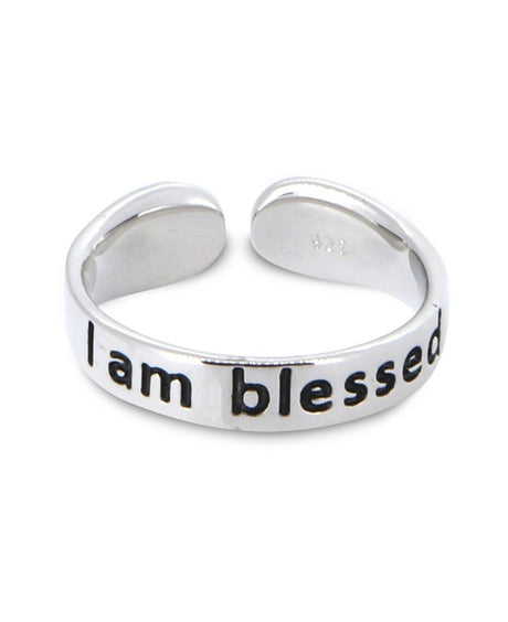 I Am Blessed Adjustable Inspirational Sterling Silver Ring - Rings