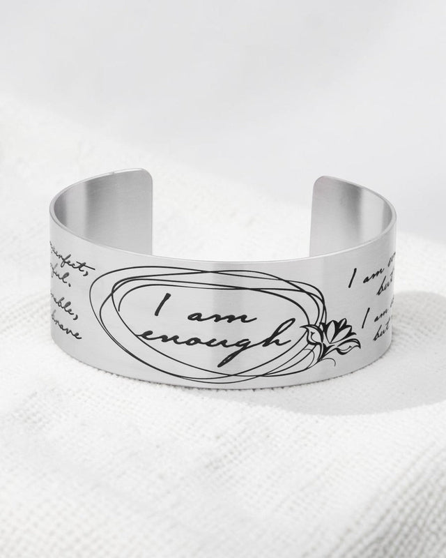 I Am Enough Wide Cuff Bracelet - Bracelets