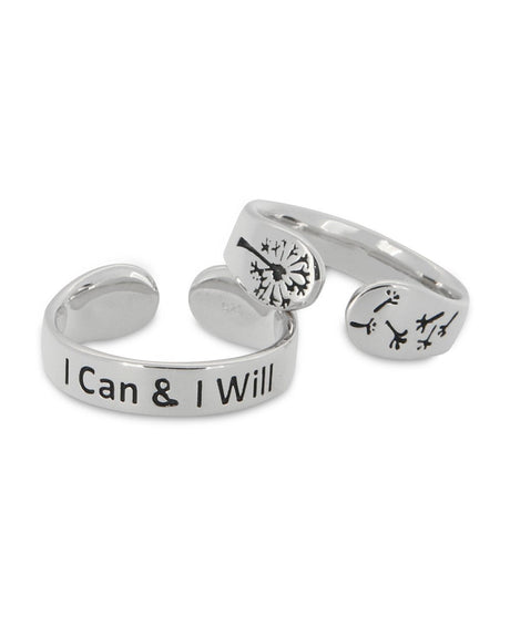 I Can & I Will Adjustable Inspirational Sterling Silver Ring - Rings