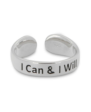 I Can & I Will Adjustable Inspirational Sterling Silver Ring - Rings